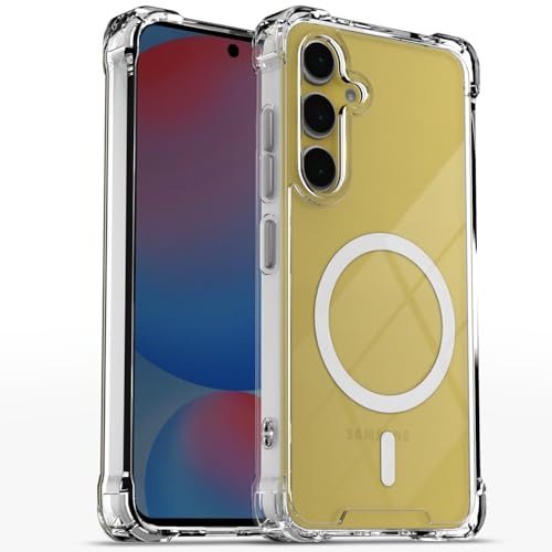 Image of Amazon Basics Back Cover for Samsung Galaxy S25 FE 5G Mag-Safe Shockproof PC + TPU Protective Case Magnetic Support Bumper Case (Transparent Mag-Safe)