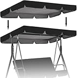 Patio Canopy Swing Cover Replacement Canopy for Swing 3 Seater Swing Chair Canopy Cover Anti-UV/Waterproof Hammock Cover Top for Outdoor Garden Patio,(Black,195 * 125 * 15cm)