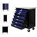 RYH 4/5/6/7 Drawers Rolling Tool Chest -Heavy Duty Mobile Metal Tool Box with Locking Wheels, with Stainless Steel Worktop, Garage Tool Storage Cabinet (Black-Blue, 7-Drawers 30.7