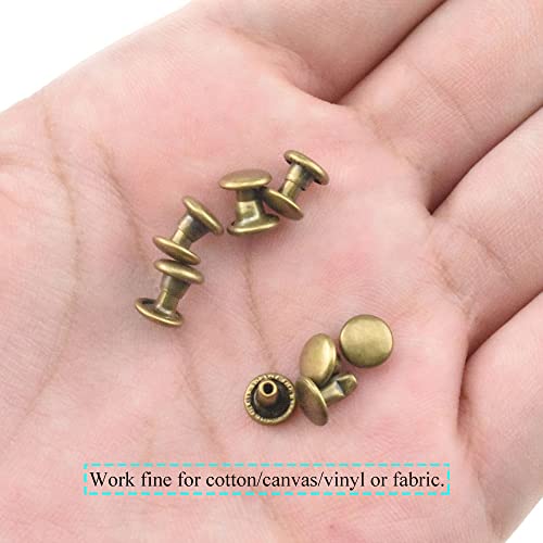 Hao Pro Rapid Rivet 6X6Mm Bronze Studs Round Double Cap Leather Tubular Fastener Stay Secure Snap Close Clean Cut Sturdy For Repair Craft Fabric Purse Clothes Shoes Bags Belts Jeans 120Sets #TOP6