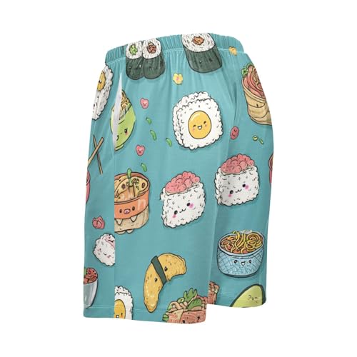 Men's Short Pajama Bottoms Kawaii Sushi Food Home Casual Sleep Pants2
