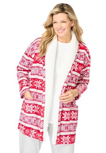 Dreams & Co. Plus Size Sherpa Lined Collar Microfleece Bed Jacket