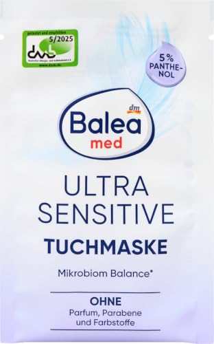 Masque en feuille ultra sensible au panthénol, 1 pièce - Marque DM Allemagne - Compatible avec balea-med - Tuchmaske Panthenol Ultra Sensitive, 1 St