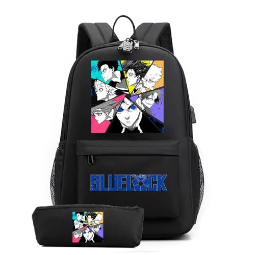 LKY STAR Niño Niña Blue Lock Mochila Escolar en Estuche de Lápices Isagi Yoichi Adolescentes Backpack