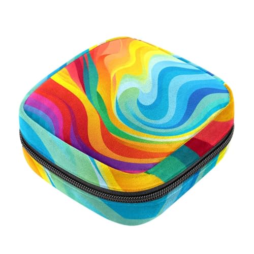Sacchetto di immagazzinaggio del tovagliolo sanitario,Borsa mestruale,Sacchetto del cuscinetto,Arcobaleno delle strisce colorate,Sacchetto di periodo