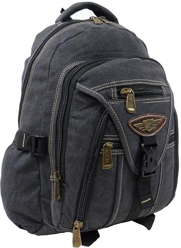 Mochila Lona Resistente Escolar Trabalho Passeio Viagem Masculina Feminina (Preto)