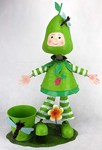 Decohouse - MACETERO Original MUÑECO Chapa Pera- Soporte Flores Plantas Divertido Jardin Metal - 37x23x62 cm - Regalo Original y Barato