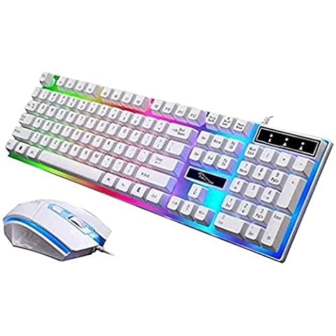 WWBMZ RGB Gaming Keyboard and Backlit Mouse Combo,USB Wired Backlit Keyboard,LED Gaming Keyboard Mouse Set,Waterproof. Cover