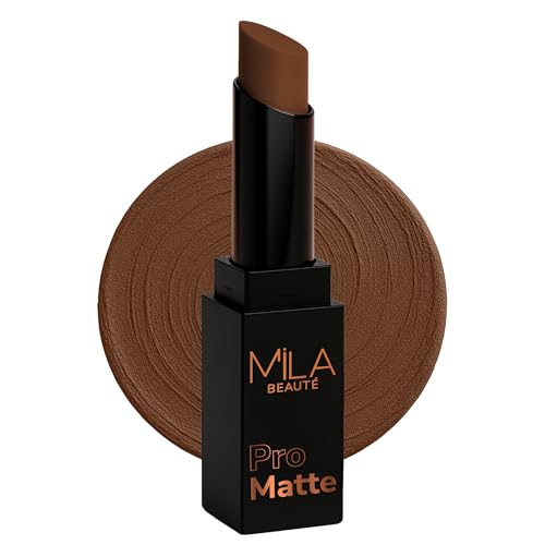 Image of Mila Beaute Pro Matte Lipstick | Highly Pigmented & Long lasting | Semi Matte Finish | Light Weight Lipstick | Single Swipe Application | Luxurious Lip Color | Shade - (Mumtaj, 4.2g)