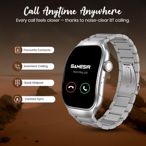 Image of GameSir Fitrivo Silver Dial Smart Watch Combo 2.01 inch AMOLED Display with 4 Straps, Bluetooth Calling, IP67, Crown Control, 100+ Sports Modes, SPO₂ & Health Tracking, for Men & Women (Silver Dial)