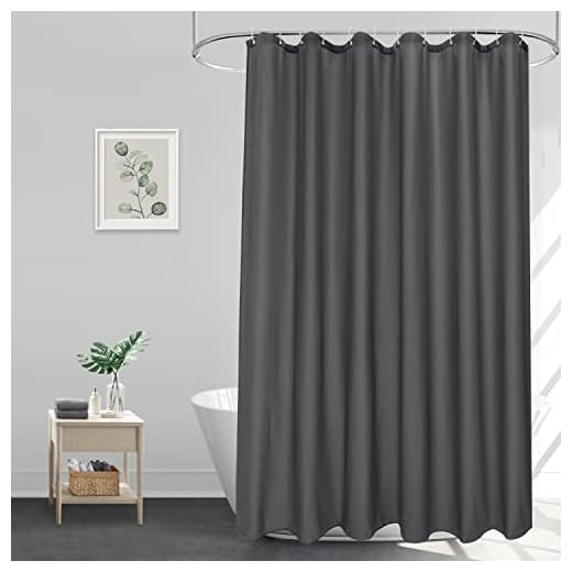 Überlänge Duschvorhang 180x220 für Badezimmer, Dunkelgrau Wasserdichtes Textile Stoff Shower Curtains, Anti-Schimmel und Antibakteriell, Waschbar Duschvorhänge 220 Lang mit 12 Ringen