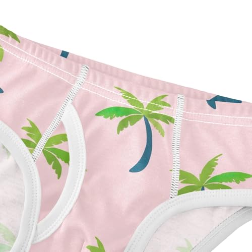CHIFIGNO Boy Briefs Cotton Underwear Breathable Printed Little Boy Underwear Briefs, Cute Cartoon Palm Trees Pink4