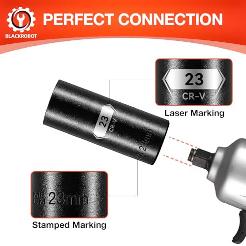 Image of 1 /2 Inch Drive 6-Point Deep Socket, 23mm Deep Impact Socket, CR-V Steel