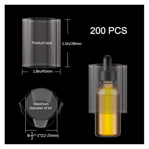 Image of Shrink Wrap Bands for Bottles Jars Seals Heat Shrink Bands Cap Seal for Jars Bottles Mouth Shrink Bag Refillable Shrink Wrap Container - 1.77 x 1.1 Inch(45x28-200 Pieces)
