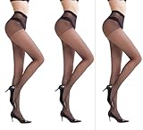 MOOCHI 3 Pairs Black Sheer Silk Tights 20D Pantyhose for Women Small