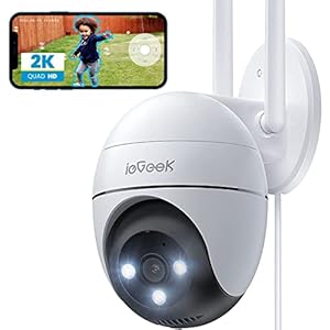 ieGeek 2K PTZ Security Camera Outdoor – CCTV Camera Systems Outdoor with 15M Color Night Vision,WiFi Home IP Camera with Human Detection,Siren,2-Way Audio,Work with Alexa,Memory/Cloud(Wired)