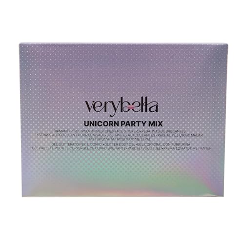 Very Bella Unicorn Party Mix Set, Glitter Roll-On Gel & Diamond Face Stickers for Kids, Magical Makeup for Girls - Image 2