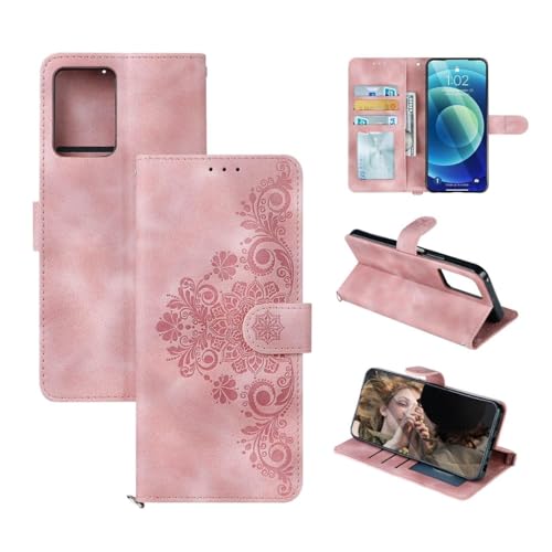 Image of amazon basics Realme Narzo 80 Pro 5G Flip Cover | Card Pockets Wallet & Stand | Flip Cover for Realme Narzo 80 Pro 5G (Pink Flower)