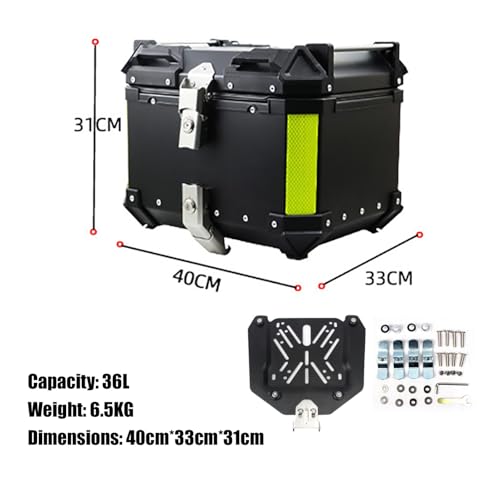 Baúl de moto de aluminio 36L impermeable maleta superior trasera para casco 6