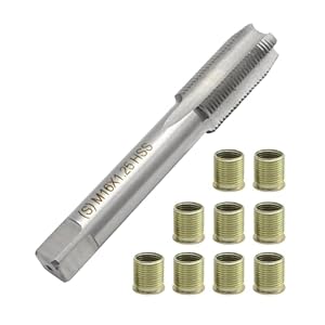 JUUDDENPARTS Universal Spark Plug Thread Repair Kit, Metal Thread Hole Repair Tools with M14 X 1.25 Thread Inserts, M16x1.25 Thread Tap for Gasoline Engines Generators Diesel Engines