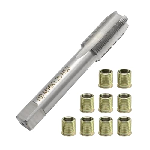 JUUDDENPARTS Universal Spark Plug Thread Repair Kit, Metal Thread Hole Repair Tools with M14 X 1.25 Thread Inserts, M16x1.25 Thread Tap for Gasoline Engines Generators Diesel Engines