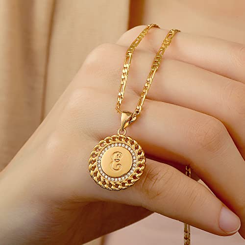 Layered Initial Gold Necklaces For Women, 14K Gold Plated Figaro Chain Letter Initial A Necklace For Women Dainty Gold Necklace For Women Teen Girls Gold Pendent Necklace Gold Jewelry For Women #TOP5