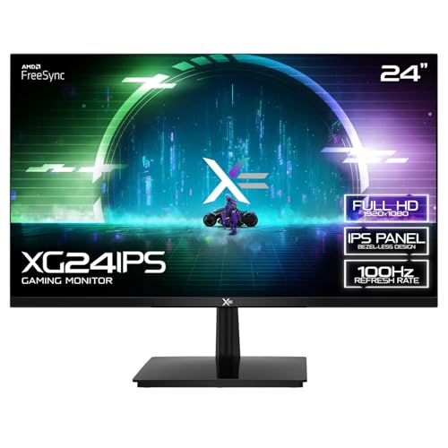 ADMI 𝗫= 23.8 Inch Full HD Gaming Monitor, 1920 x 1080p (16:9) IPS Panel, 100Hz, 5ms, Adaptive-Sync/FreeSync, HDMI/VGA/DP, Built-In Speakers, VESA Mountable (XG24IPS | Black)