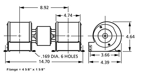 Fasco A212 Centrifugal Blower with Sleeve Bearing, 2,500 rpm, 115V, 60Hz, 1.25 amps