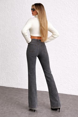 Image of KOTTY Women High Waist Bootcut Jeans Stretch Denim Slim Fit Flare Bottom Casual Jeans