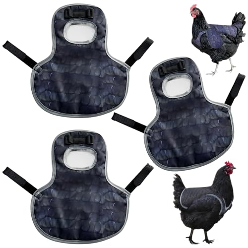 Seutmrou Gilet de Poulet, 3 Pièces Selle de Poule, Tablier de Selle de Poulet, Harnais de Poulet Poule,Vêtements pour Poules Imperméable, Résistant à l'usure, Réglable, Adapté aux Poulaillers