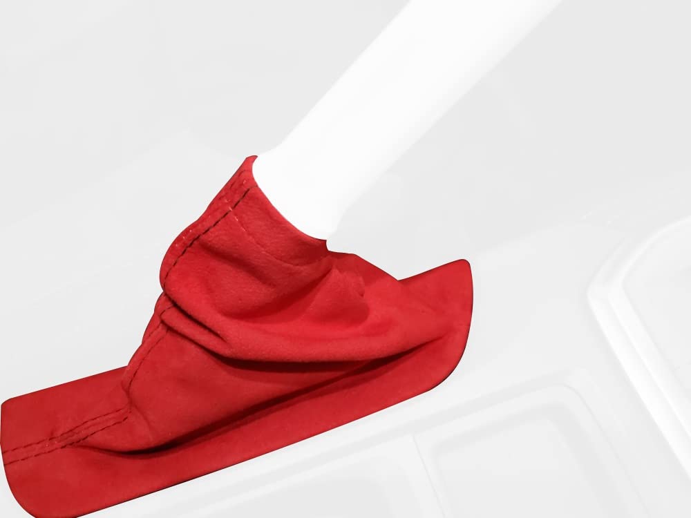 RedlineGoods ebrake Boot Compatible with Subaru WRX 2022-24. Tailor Made - not Universal. Genuine top-Grade Italian Black Suede (Alcantara) with Red Thread