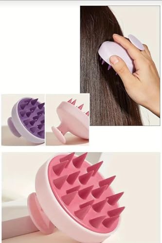 Silikon-Kopfmassagebürste, Wasserdichte Shampoo-Massagebürste mit Weichen Noppen, Haarpflege-Werkzeug (Lila)