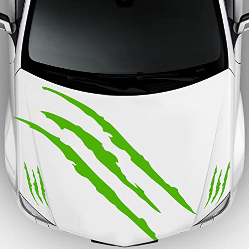 Image of Car Decals Claw Mark Stickers to Cover Hood Headlights Scratches, Modified Cars /Vans /SUVs /Trucks, Pack of 3 (Green)