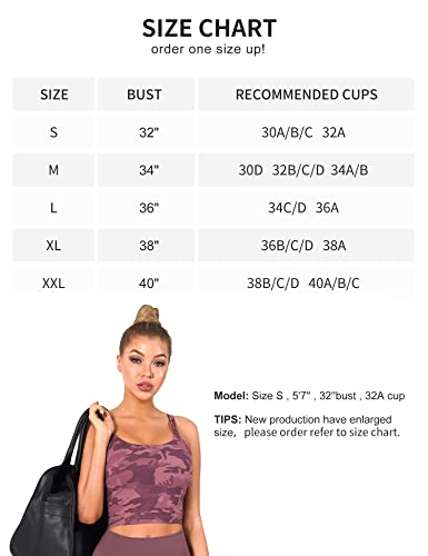 Celer Women's Padded Sports Bra Double Longline Crop Tank Top Fitness Yoga Workout Top, Purple Camo Xl #TOP1