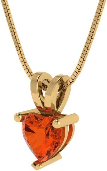 Clara Pucci 0.5 cttw Red Simulated Diamond Yellow Gold-Plated Silver Necklace and Pendant for Women (16" Box Chain,Heart Cut,5mm) - Image 2