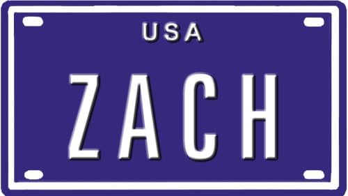ZACH USA MINI METAL EMBOSSED LICENSE PLATE NAME FOR BIKES, TRICYCLES, WAGONS, KIDS DOORS, GOLF CARTS, BABY STROLLERS, PEDAL CARS. OVER 400 NAMES AVAILABLE. TYPE IN "NAME" USA PLATE IN SEARCH. YOUR NAME WILL SHOW UP.