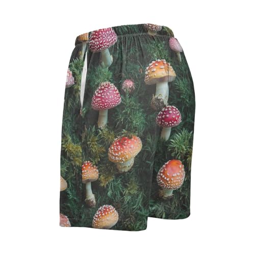 Men's Short Pajama Bottoms Red Mushroom Plant Funny Home Casual Sleep Pants2