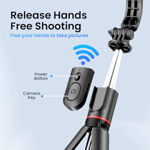 Image of Portronics Lumistick Smart Selfie Stick with 360 Degree Rotation, Bluetooth v5.3, 1160mm Extension Rod, 3 Light Modes for iPhone /Mi /OnePlus /Samsung /Oppo /Vivo and All Phones(Black)