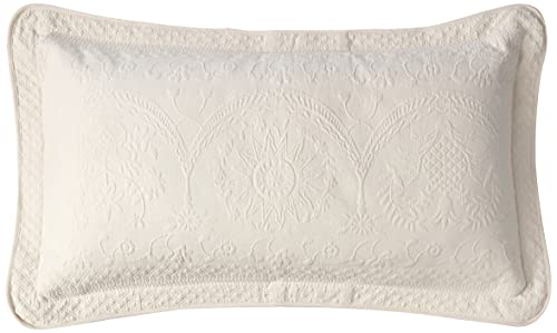 King Charles Modern Farmhouse Floral Matelasse Decorative Pillowcase, 100% Cotton Breathable Bedding, King Sham (20" x 36"), Ivory