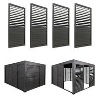 4er-Set Aluminium Schiebetür für Pergola HWC-L46, Terrassenüberdachung, Lamellenpaneel Modul, 206x369cm - anthrazit