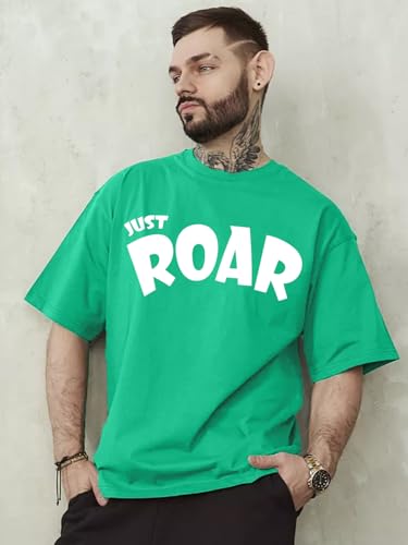 Image of LEOTUDE Men's Cottonblend Oversized Half Sleeve Round Neck Regular Fit T-shirt