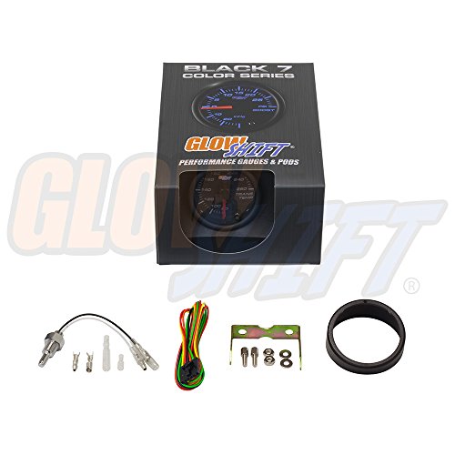 GlowShift Black 7 Color 260 F Transmission Temperature Gauge Kit - Includes Electronic Sensor - Black Dial - Clear Lens - for Car & Truck - 2-1/16" 52mm - Image 7