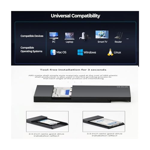 Image of 2 in 1 USB 2.0 External Hard Drive Casing for 2.5″ & 3.5″ Sata Hard Drives Dual 2.5 inch and 3.5 inch HDD Enclosure Case (Black). (USB 2.0 Enclosure).