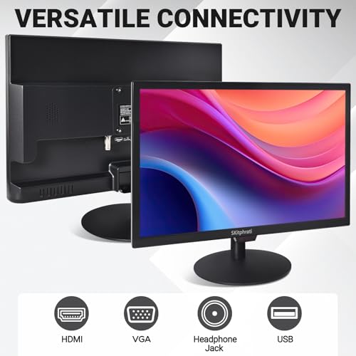 SKitphrati 19 Zoll PC Monitor, HD 1440 x 900 Bildschirm Computer Monitor mit HDMI VGA AV BNC USB Ports, 60Hz, 5Ms, VESA, Integrierte Lautsprecher, LED Display für Laptops und Desktops Office Home