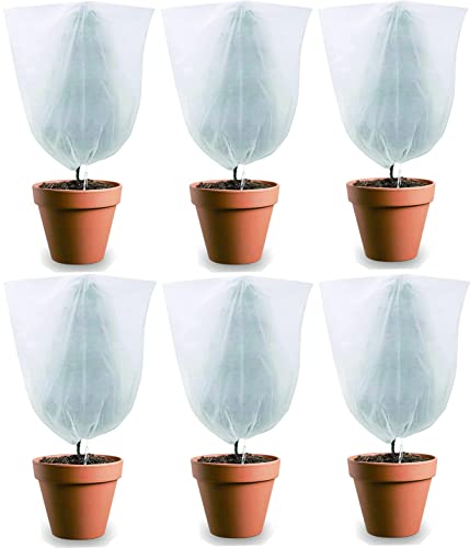 6 Piezas Funda para Plantas, Plantas Protección con Cordón Funda Protección Contra Heladas para Plantas de Invierno, la Protección de Plantas Contra el Frío, Viento y Nieve (60 x 80 cm, White)