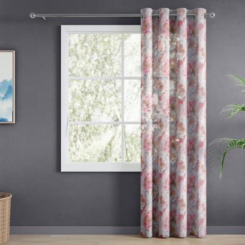 Image of haus & kinder Sheer Door Curtain 7 Feet Long Pack of 1 Door Curtain, 7 Feet Curtain for Door, Light-Filtering & Breathable (Weathered Bloom, Multicolor 114x213cm)