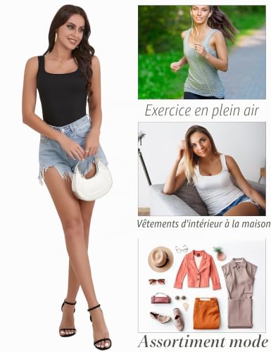 Crop top sans manches col carré en maille extensible respirante lot de 6 - 6