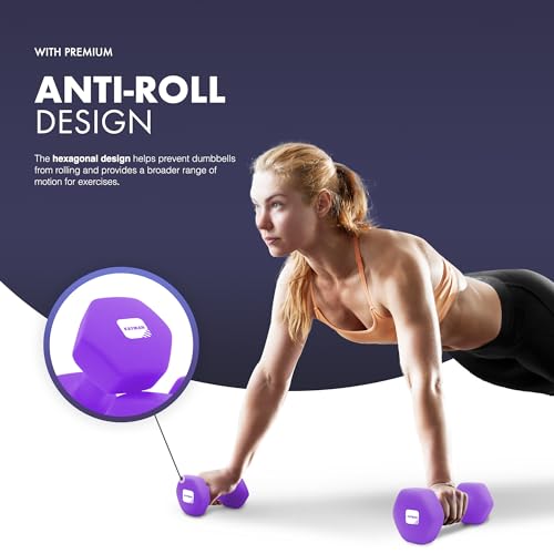 KAYMAN Neoprene Dumbbells Pair with Anti-Slip Grip,Hex Edges,Water-Resistant Surface & Workout Poster-Weight Set for Home, Gym & Fitness (1kg 2kg 3kg 4kg 5kg 6kg 8kg 10kg) (2 x 6 Kg) - Image 5