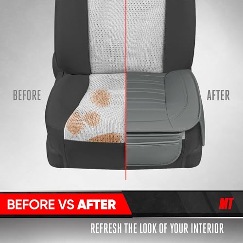 Image of Motor Trend Seat Covers for Cars Trucks SUV, Faux Leather 2-Pack Gray Padded Car Seat Covers with Storage Pockets, Premium Interior Seat Cover