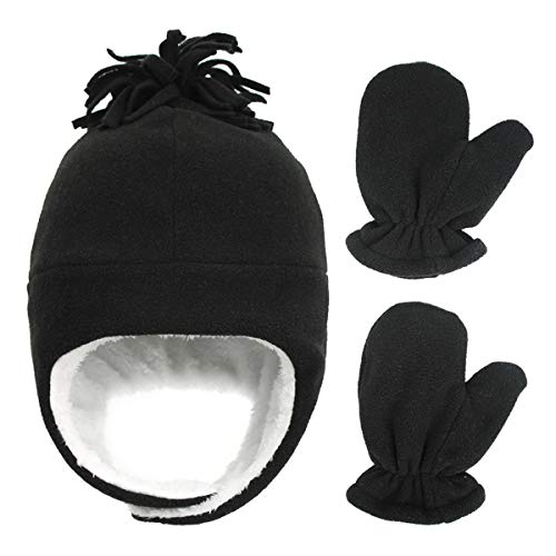 Yinuoday Baby wintermuts en wanten set, warme fleece hoed Sherpa gevoerde caps winter warme oorklep hoed handschoenen…